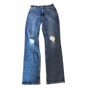 Silver Jeans Women’s Blue Flare Jeans with Knee Distress